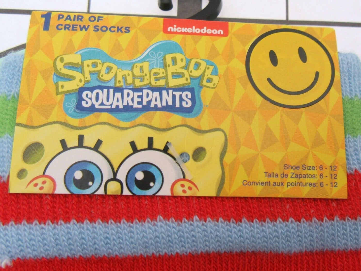 SpongeBob SP! Crew Socks ~ Men Sizes 6 - 12 ~ S.Bob, Patrick, Squid, Mr. Crabs