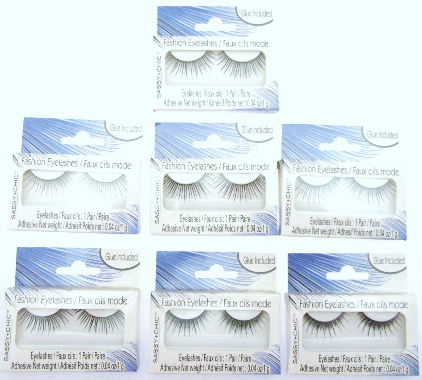 Eyelashes ~ Black ~ With Adhesive ~ Costume Halloween or Everyday! ~ Lot of 7