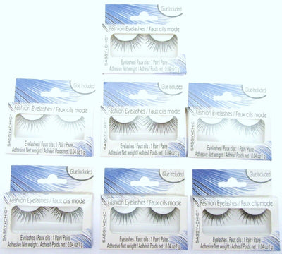 Eyelashes ~ Black ~ With Adhesive ~ Costume Halloween or Everyday! ~ Lot of 7
