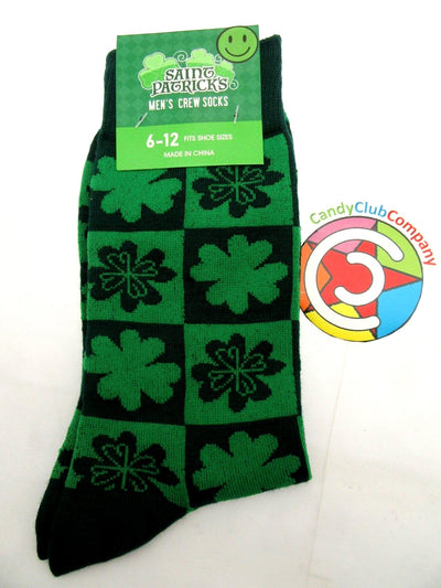 Saint Patrick's Clover Crew Socks ~ Men Sizes 6 - 12 ~ One Pair