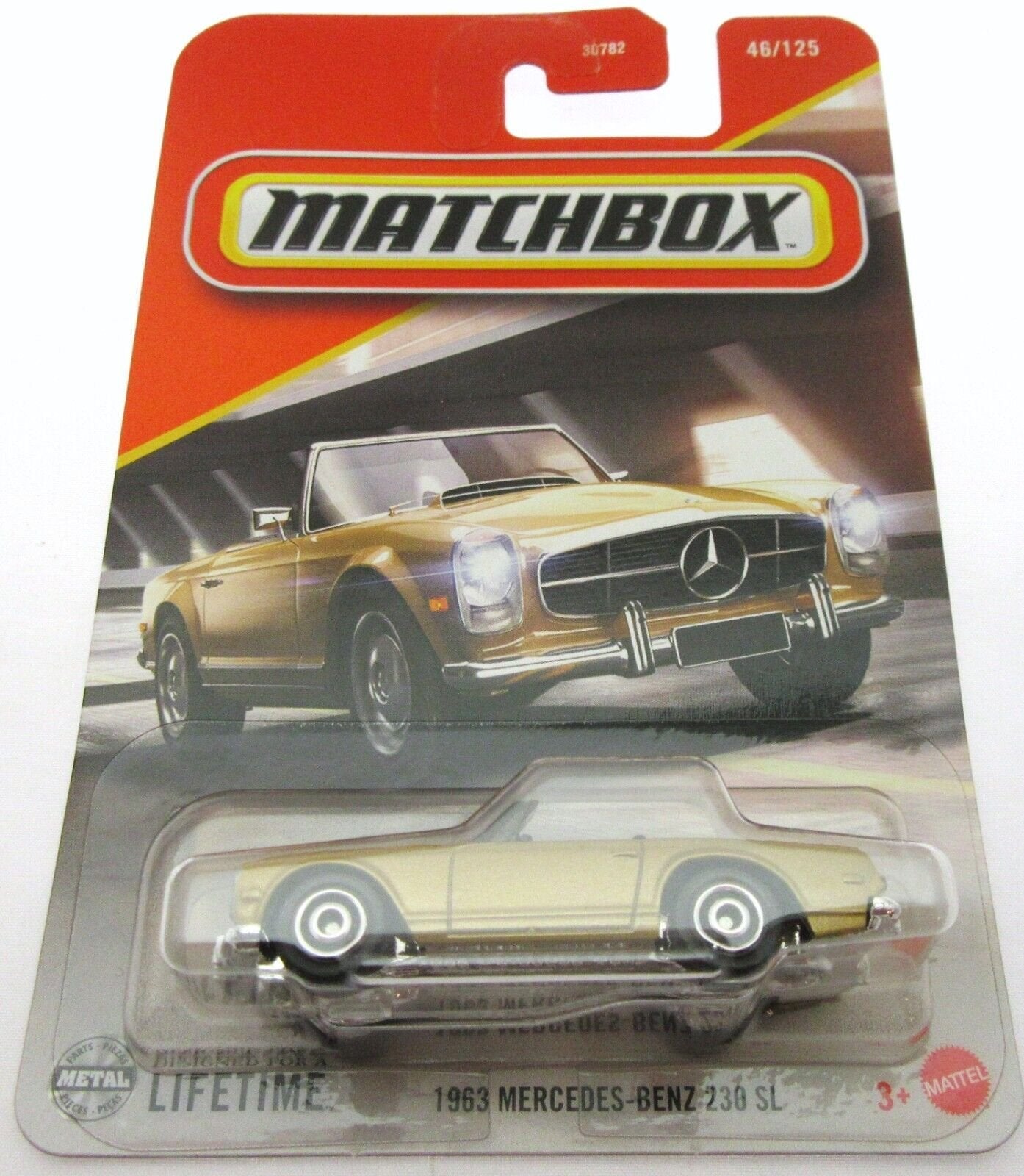 Mercedes-Benz 230SL ~ 1963 ~ Gold Convertible  ~ 1:64 Scale ~ Matchbox