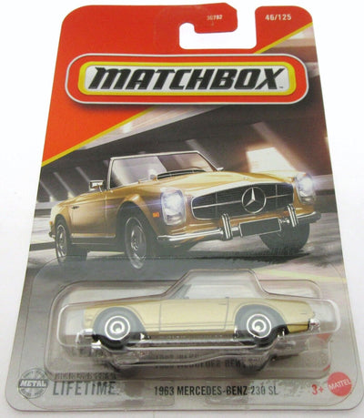 Mercedes-Benz 230SL ~ 1963 ~ Gold Convertible  ~ 1:64 Scale ~ Matchbox