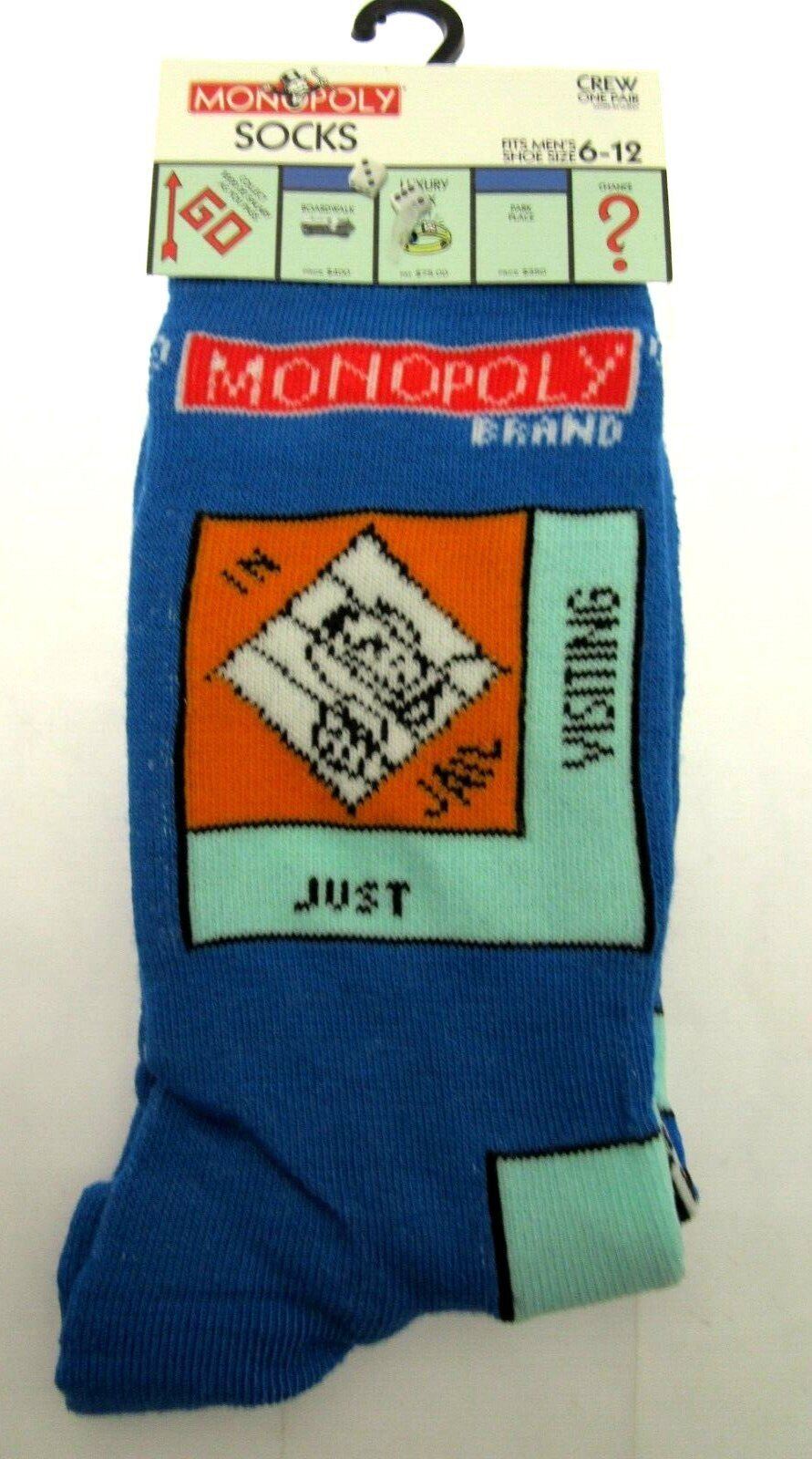 One Pair of Monopoly Crew Socks for Men Shoe Sizes 6 - 12