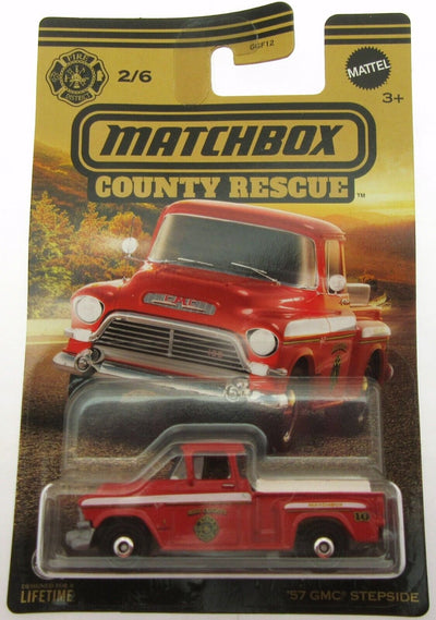 1957 GMC Stepside~ Red ~ 1:64 Scale ~ Matchbox County Rescue