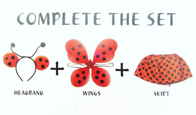 Lady Bug ~ Headband, Wings & Skirt ~ Dress Up Costume ~ Halloween or Play