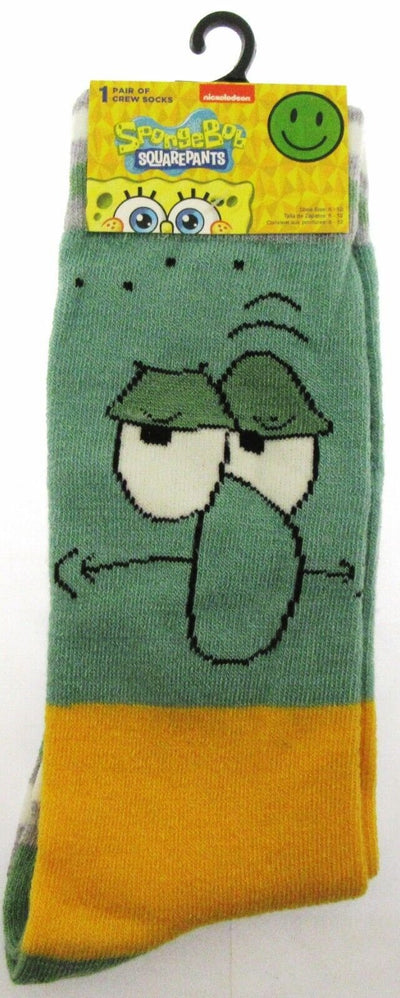SpongeBob SP! Crew Socks ~ Men Sizes 6 - 12 ~ Squidward ~ One Pair