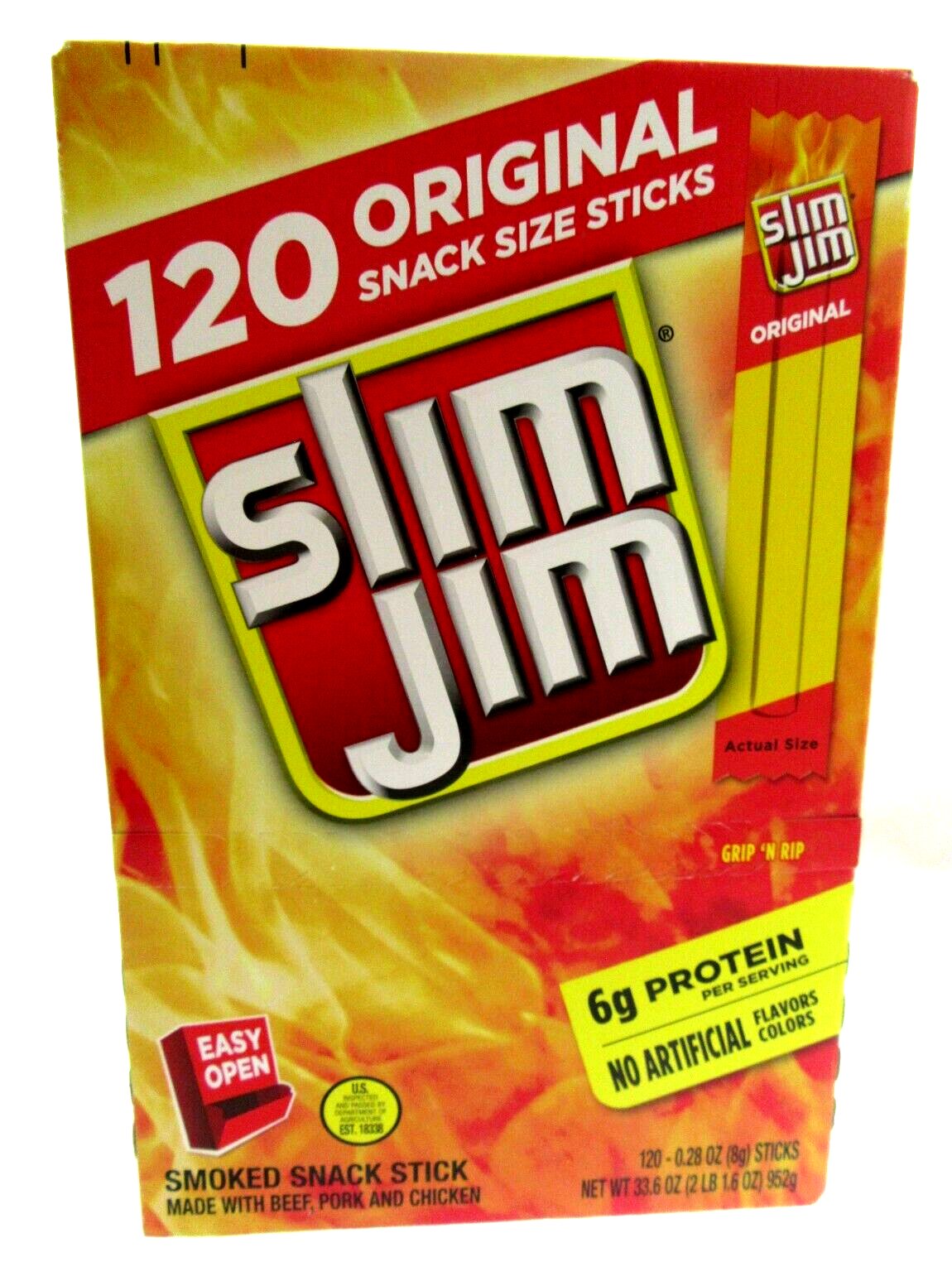 Slim Jim Snack-Sized Smoked Meat Sticks Original  120 ct. Keto