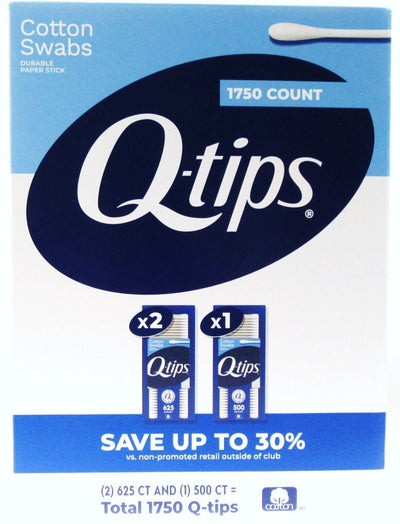 Q-tips ~ 1750 Count ~ Cotton Swabs ~ 2x 625 and 1x 500