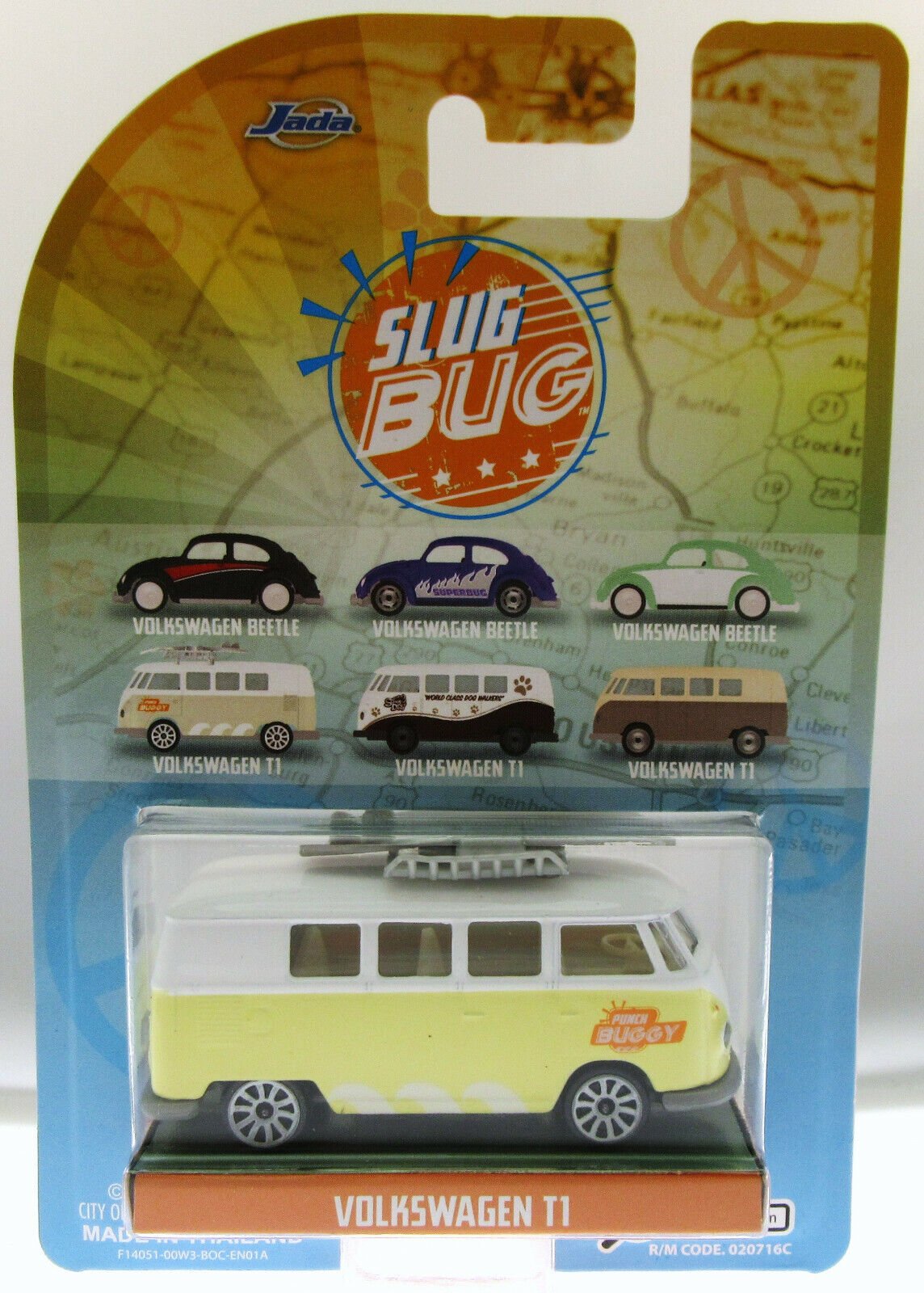 VW T1 Van ~ Punch Buggy ~ Yellow with Surfboard ~ 1:59 Scale