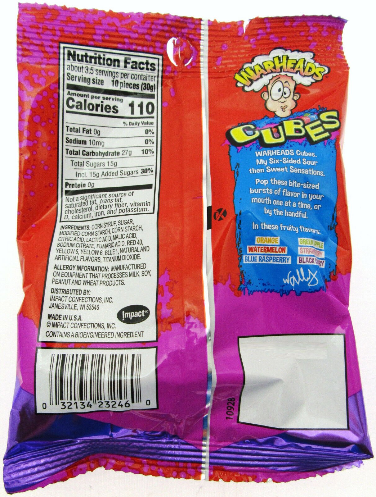 Warheads ~ Sour Sweet Cubes ~ Soft Chewy Candy ~ 4oz Bag ~ Lot of 3