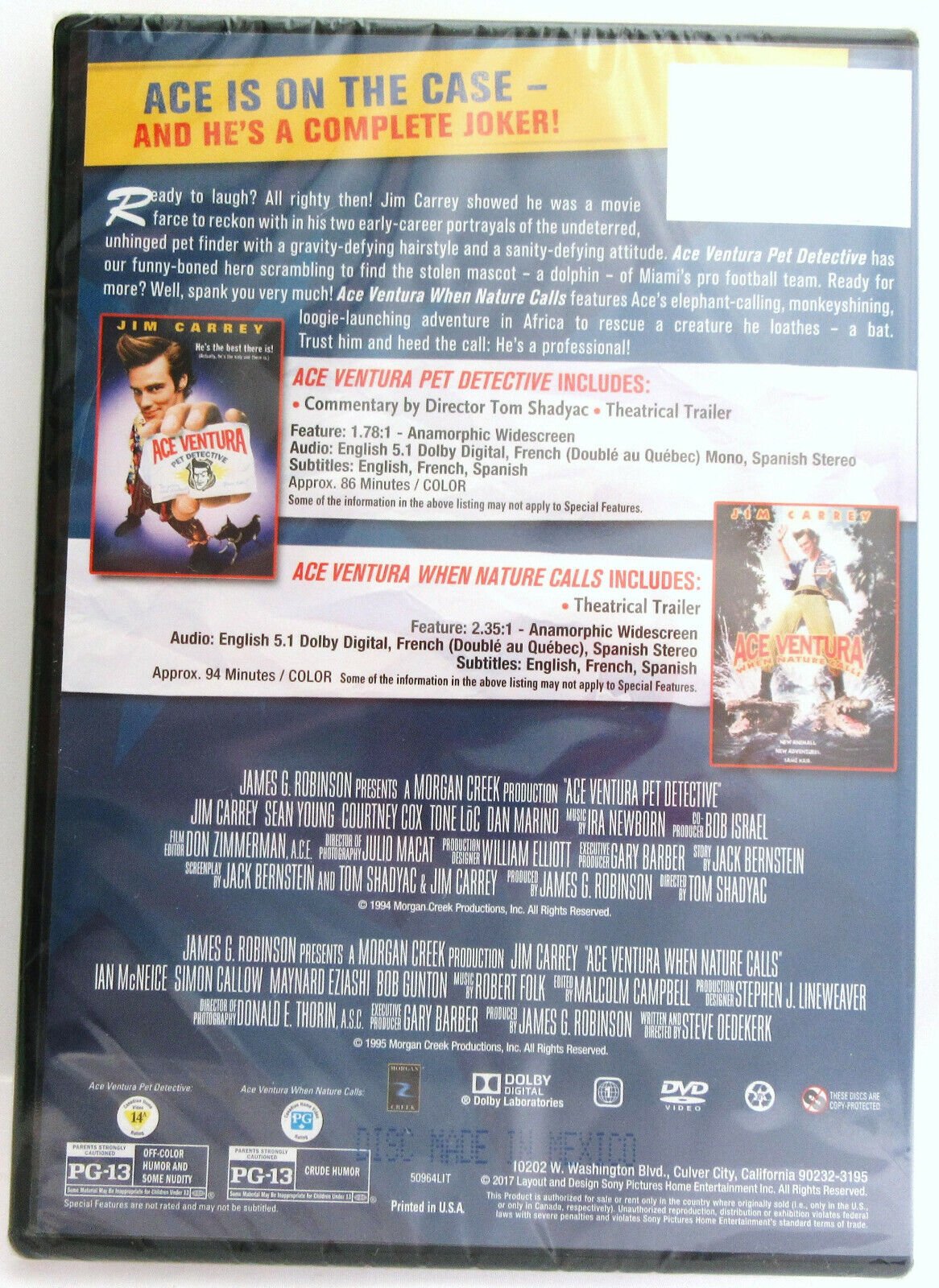 Ace Ventura 1&2 ~ 1994 / 1995 ~ Jim Carrey ~ Movie ~ New DVD