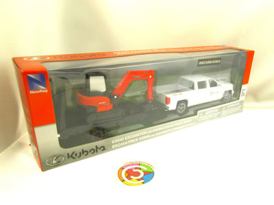 KX040 Kubota Excavator and Chevrolet 1500 Silverado Crew Cab 1:46 Scale
