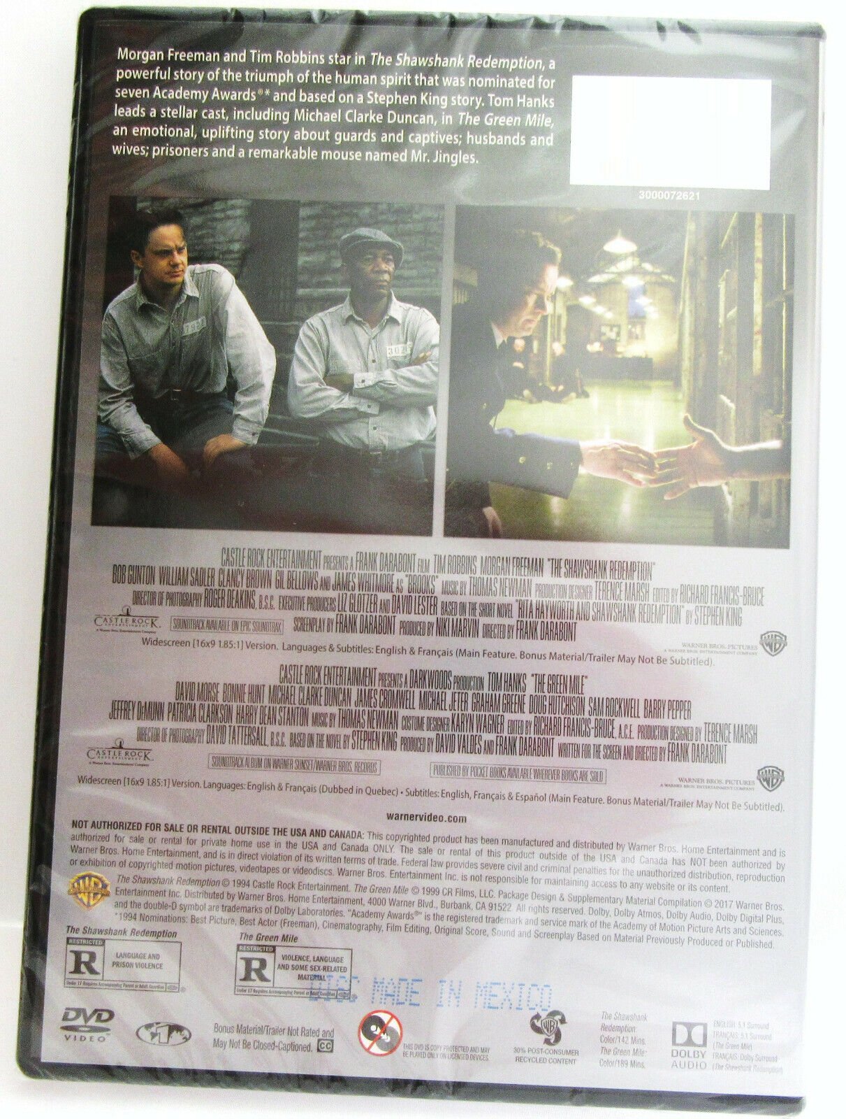 The Shawshank Redemption & The Green Mile ~ Hanks, Freeman ~ Movie ~ New DVD
