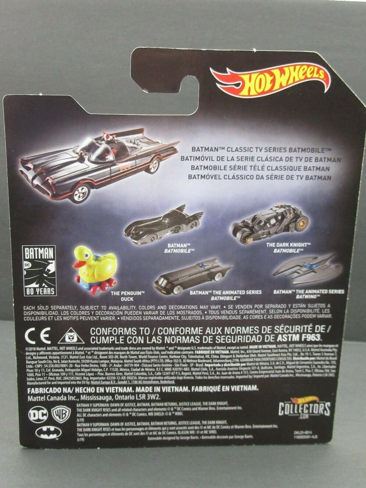 Batmobile ~ Classic TV Series ~  Batman Diecast Car ~ Hot Wheels Movie