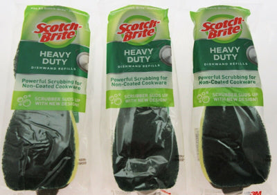 Scotch-Brite Heavy Duty 6 Scrubber Refills Dishes Kitchen Non Scour No Holes