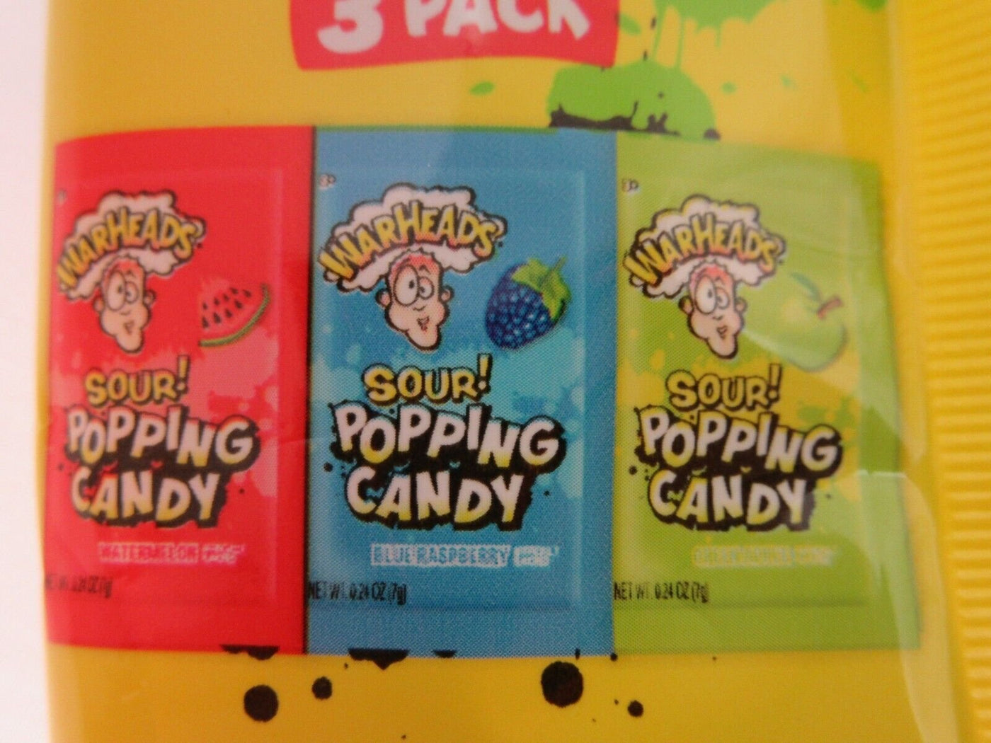 Warheads Sour Popping Candy Extreme SOUR hard candy 3 flavor ~ Lot of 3