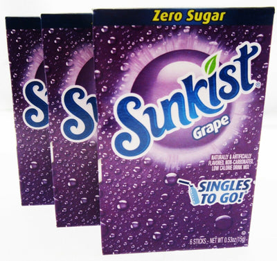 Sunkist Grape ~ Packets ~ Zero Sugar Free ~ Drink Mix ~ 3 Boxes