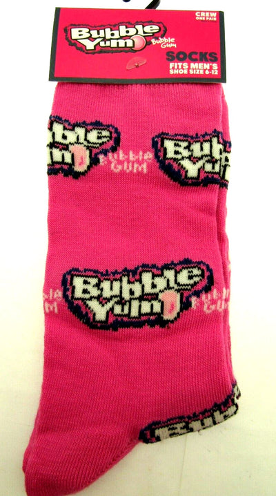 One Pair of Bubble Yum Crew Socks for Men Shoe Sizes 6 - 12