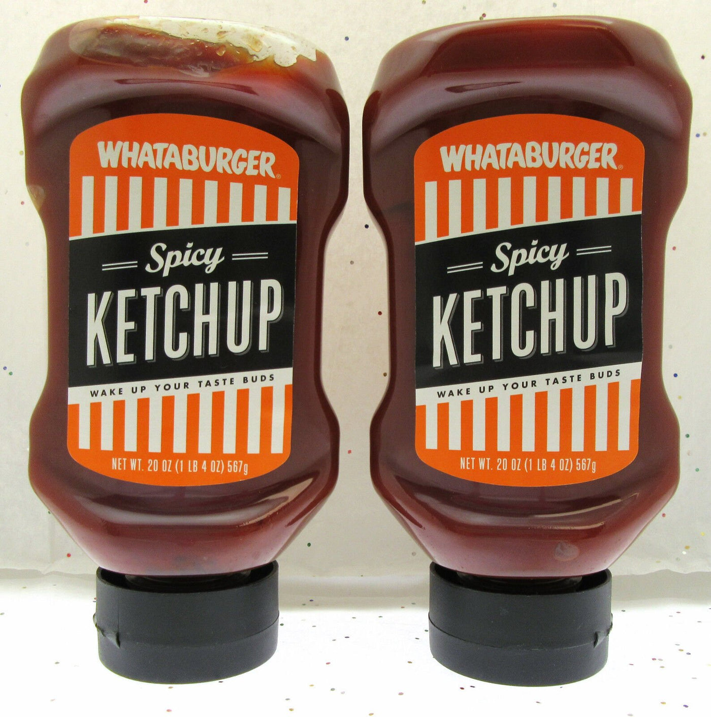 Whataburger Spicy Ketchup "Wake Up You Taste Buds" ~ 20oz Bottle ~ Lot of 2