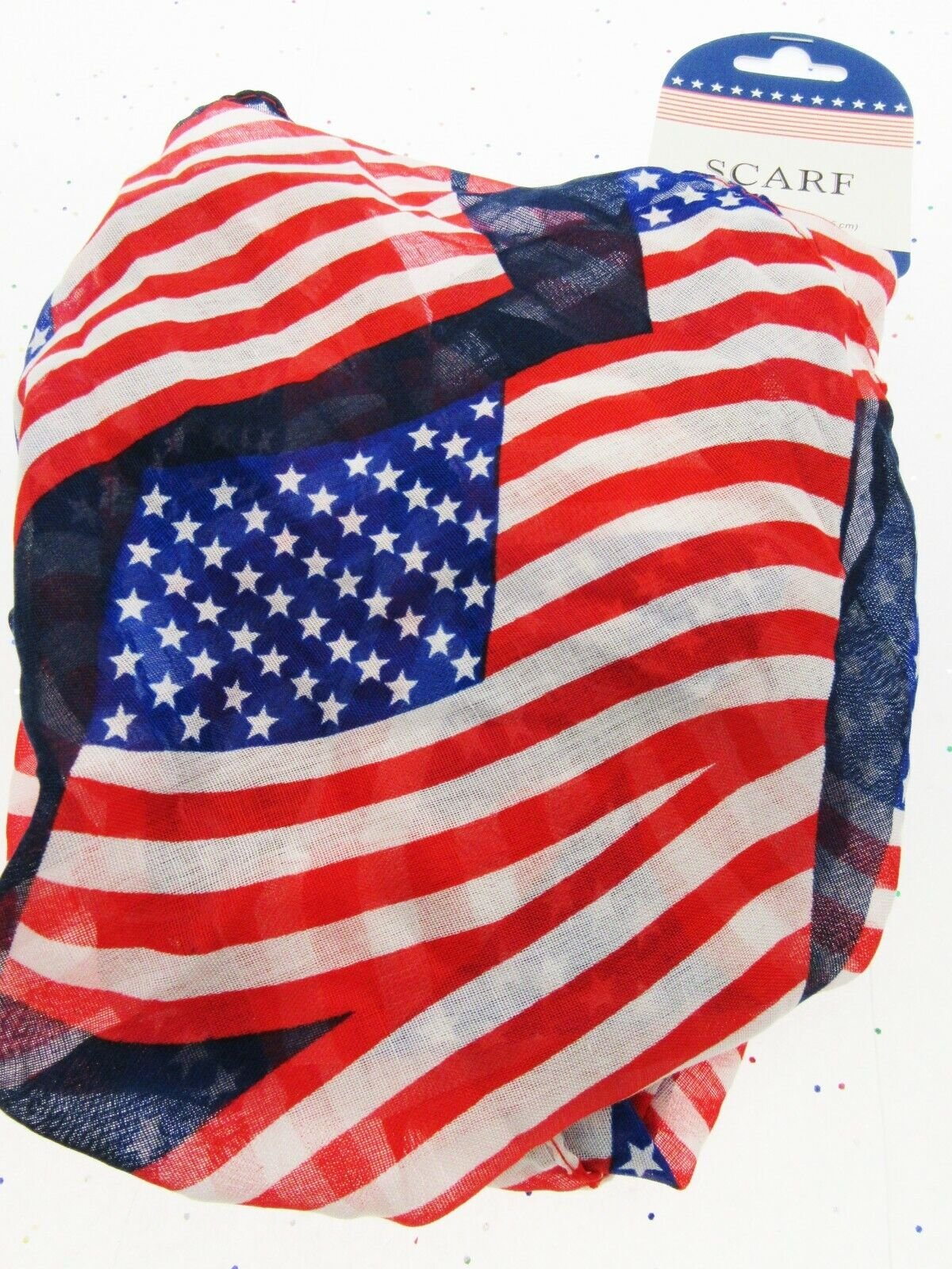 Patriot Flag Scarf Red White Blue Stars Stripes American Memorial Veterans July