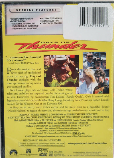 Days of Thunder ~ 1990 ~ Tom Cruise ~ Robert Duvall ~ Movie Film ~ New DVD