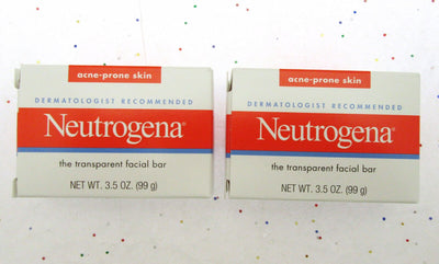 Neutrogena Bar ~ Acne Prone Skin Formula ~ The Transparent Facial Bar ~ Lot of 2