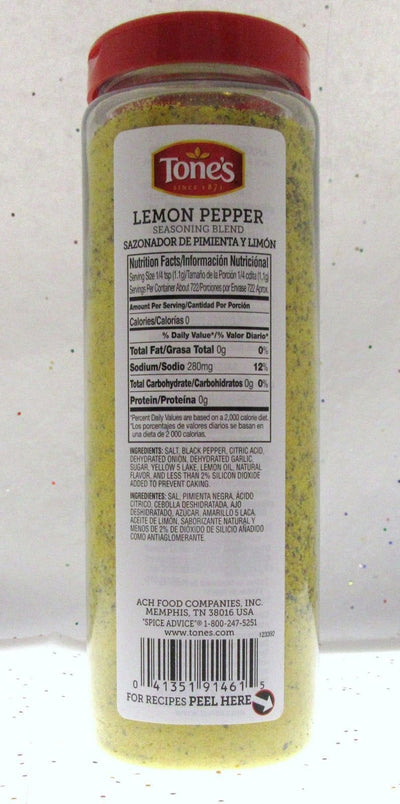 Lemon Pepper Tone's Seasoning Seasonings Spice Seafood Chicken ~ 28 oz bottle