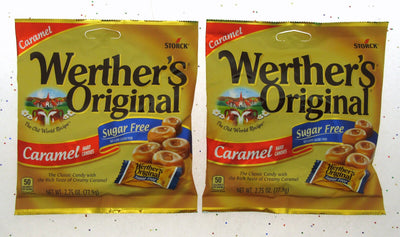 Werther's Sugar Free Caramel Werthers Hard Candy 2.75oz Bag ~ Lot of 2