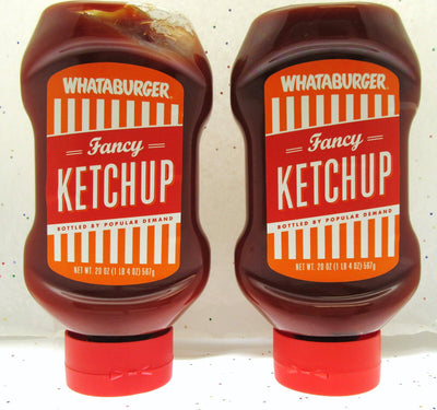 Whataburger Fancy Ketchup "Wake Up You Taste Buds" ~ 20oz Bottle ~ Lot of 2