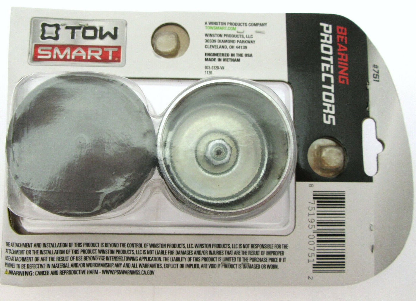 Bearing Protectors ~ 1.98 inch Hubs ~ w/Gray Covers ~ Tow Smart ~ Trailer Parts