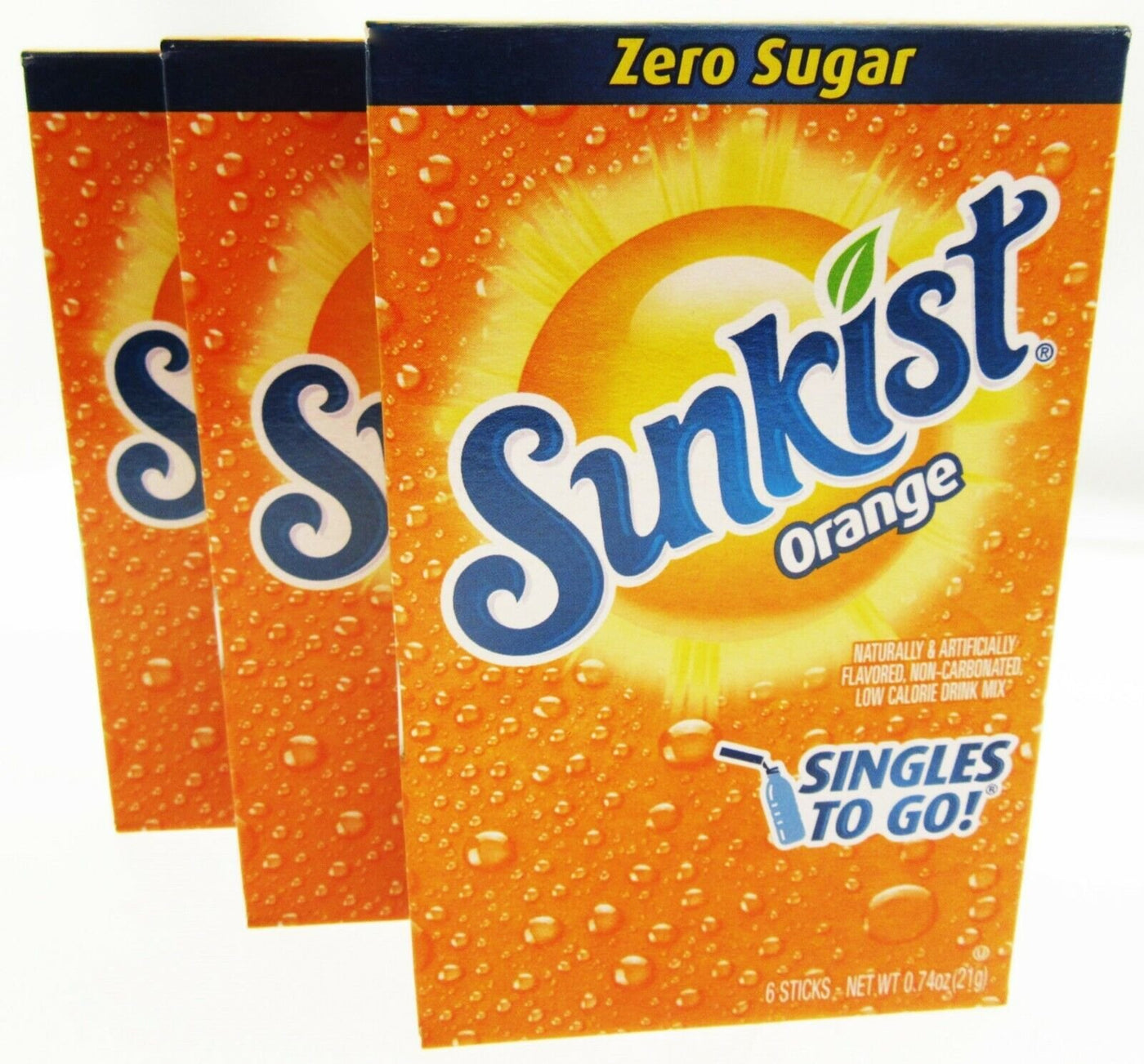 Sunkist Orange ~ Packets ~ Zero Sugar Free ~ Drink Mix ~ 3 Boxes