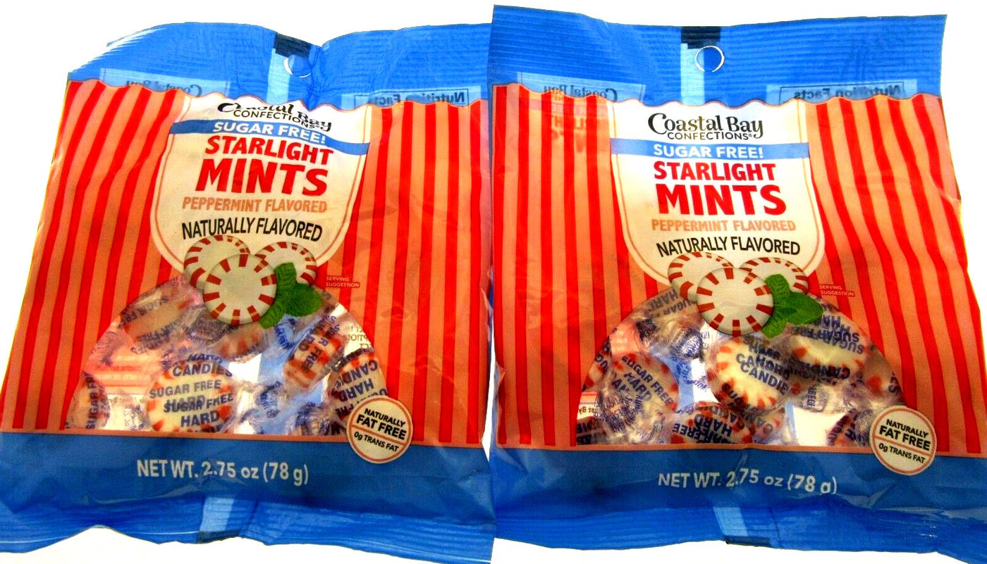 Peppermint Sugar Free Coastal Bay Hard Candy 2.75oz bag Lot of 2