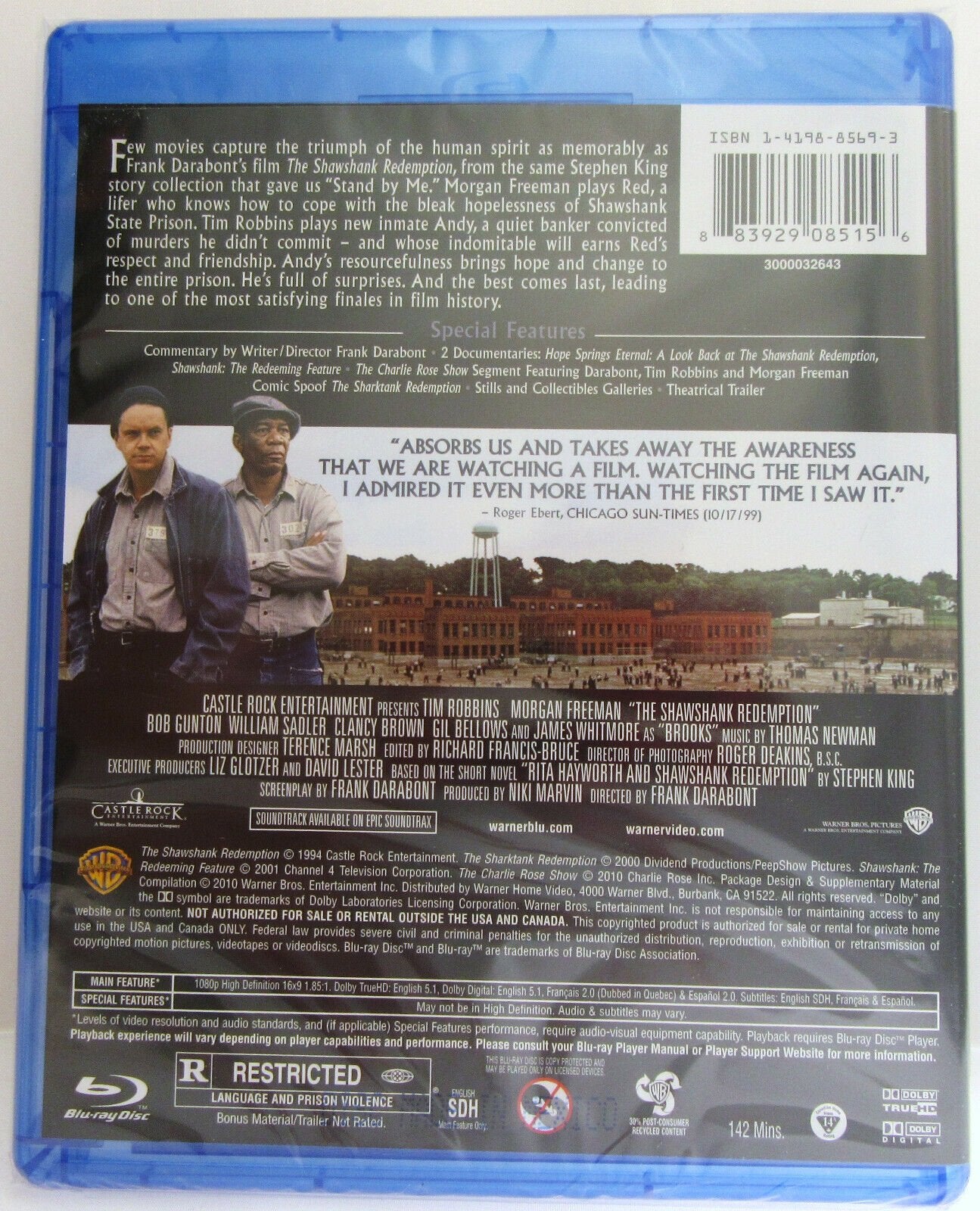 The Shawshank Redemption ~ Tim Robbins, Morgan Freeman ~ Movie ~ NewBlu-ray