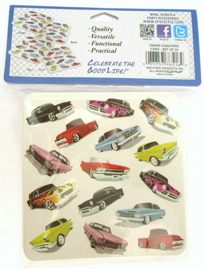 1950s Theme Car ~ 25 Bar Drink Paper Coasters ~ Lot of 2