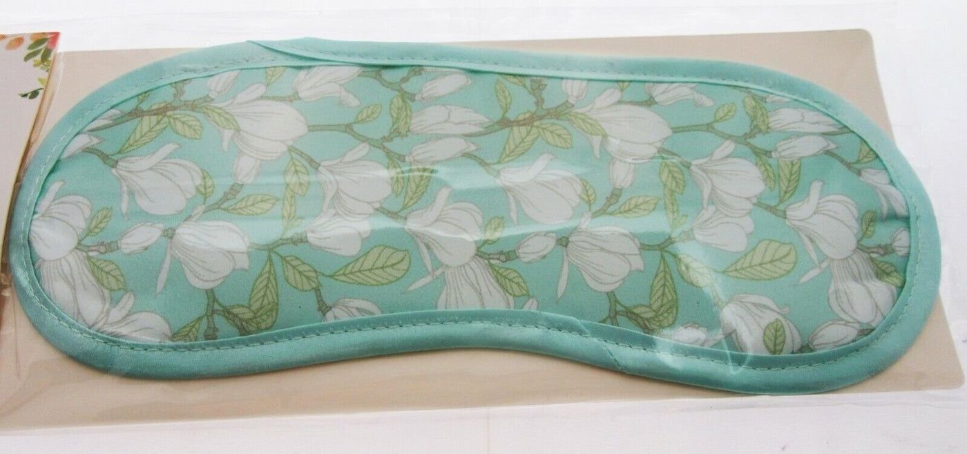 Teal Floral Eye Mask For Rest, Sleep, Meditation White Flowers