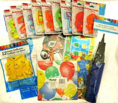 Party Kit Set Table Cloths Napkins Balloons Pump Pin Tail Donkey Birthday Banner