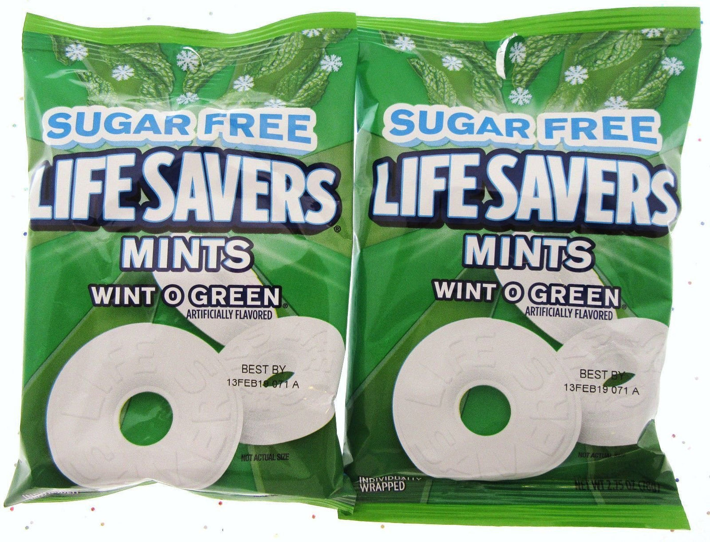 LifeSavers SUGAR FREE Wint O Green ~ 2.75 oz Bag mint Candy Lot of 2 wintergreen