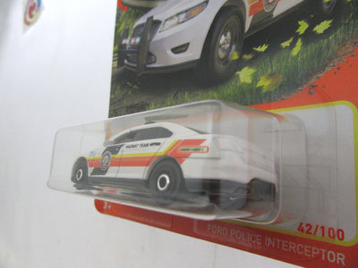 Ford ~ Police Intercepter Hazmat Team ~ White & Orange ~ 1:64 Scale ~ Matchbox