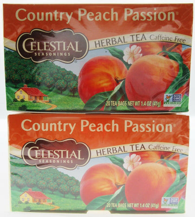 Celestial Country Peach Passion Herbal Tea 20 bags each ~ Lot of 2