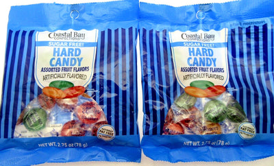 Assorted Fruit Sugar Free Coastal Bay Hard Candy 2.75oz bag Lot of 2