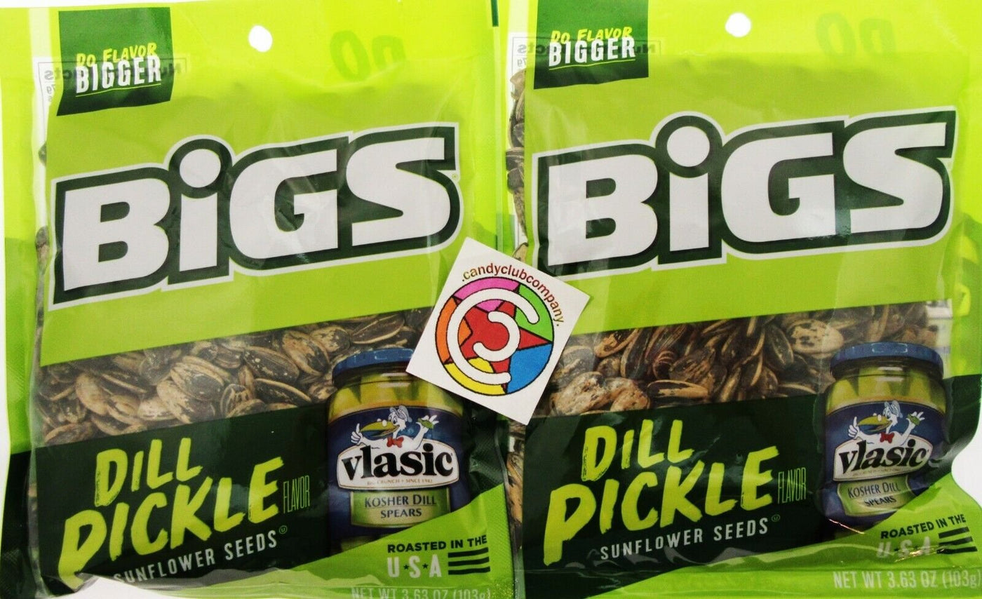 Bigs Vlasic Dill Pickle Sunflower Seeds 2 (3.63oz) bags Seasoning Snack Food!