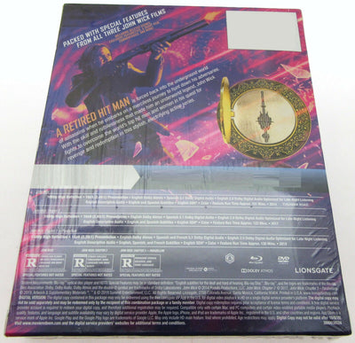 John Wick 1, 2 & 3 ~ 3 Movies Includes Replica Oath Marker ~ New Blu-ray + DVD