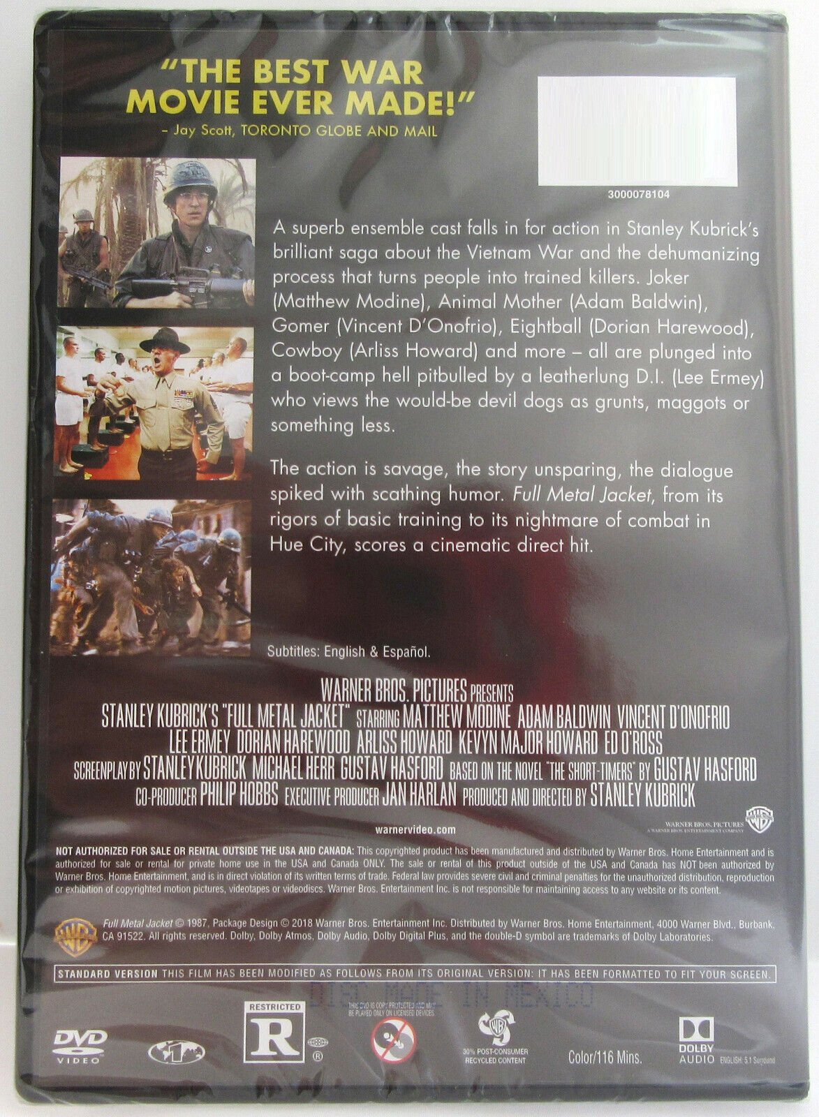 Full Metal Jacket ~ Stanley Kubrick Film ~ 1987 ~ Movie ~ New DVD