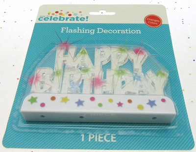 Multi Color Flashing Cake Topper ~ Happy Birthday ~ Way to Celebrate