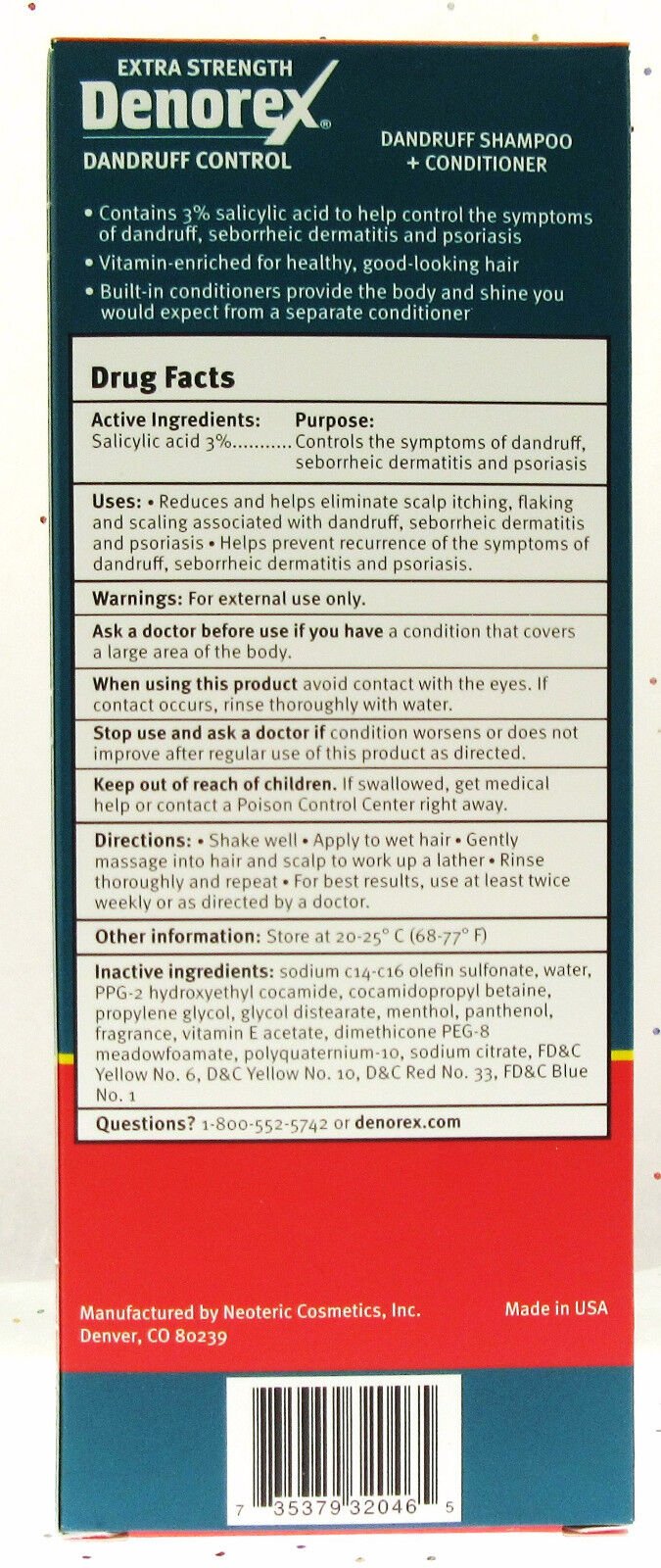 Denorex ~ Dandruff Control Shampoo with Salicylic Acid 3% ~ 10 fl oz