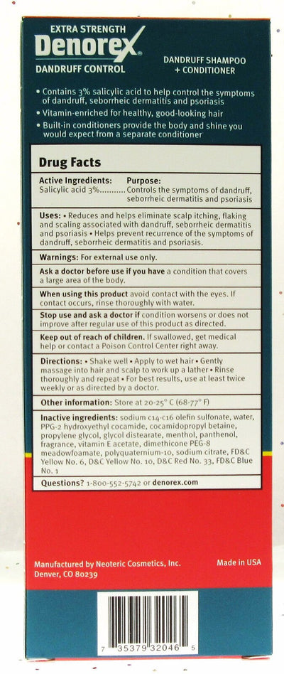 Denorex ~ Dandruff Control Shampoo with Salicylic Acid 3% ~ 10 fl oz