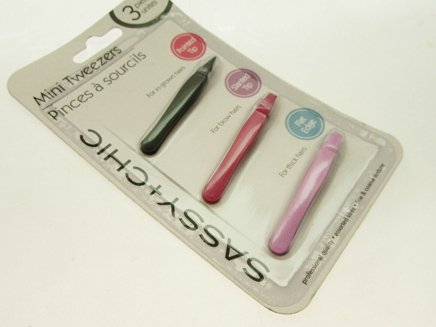 Mini tweezers ~ Sassy & Chic ~ 3pc set For In-Grown Brow & Thick Hairs Hair