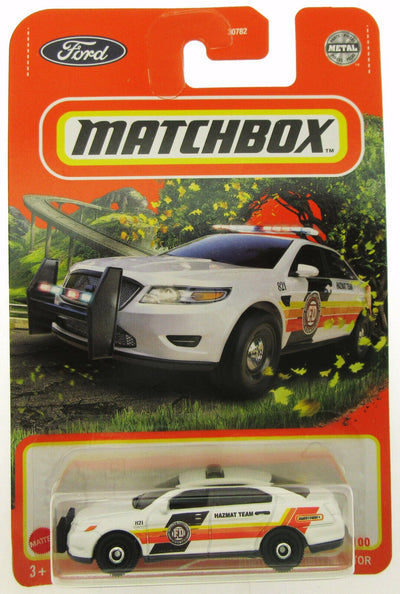 Ford ~ Police Intercepter Hazmat Team ~ White & Orange ~ 1:64 Scale ~ Matchbox