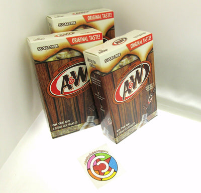A & W Root Beer ~ Original Taste! ~ 6 Sticks ~ Sugar Free ~ Drink Mix ~ Lot of 3
