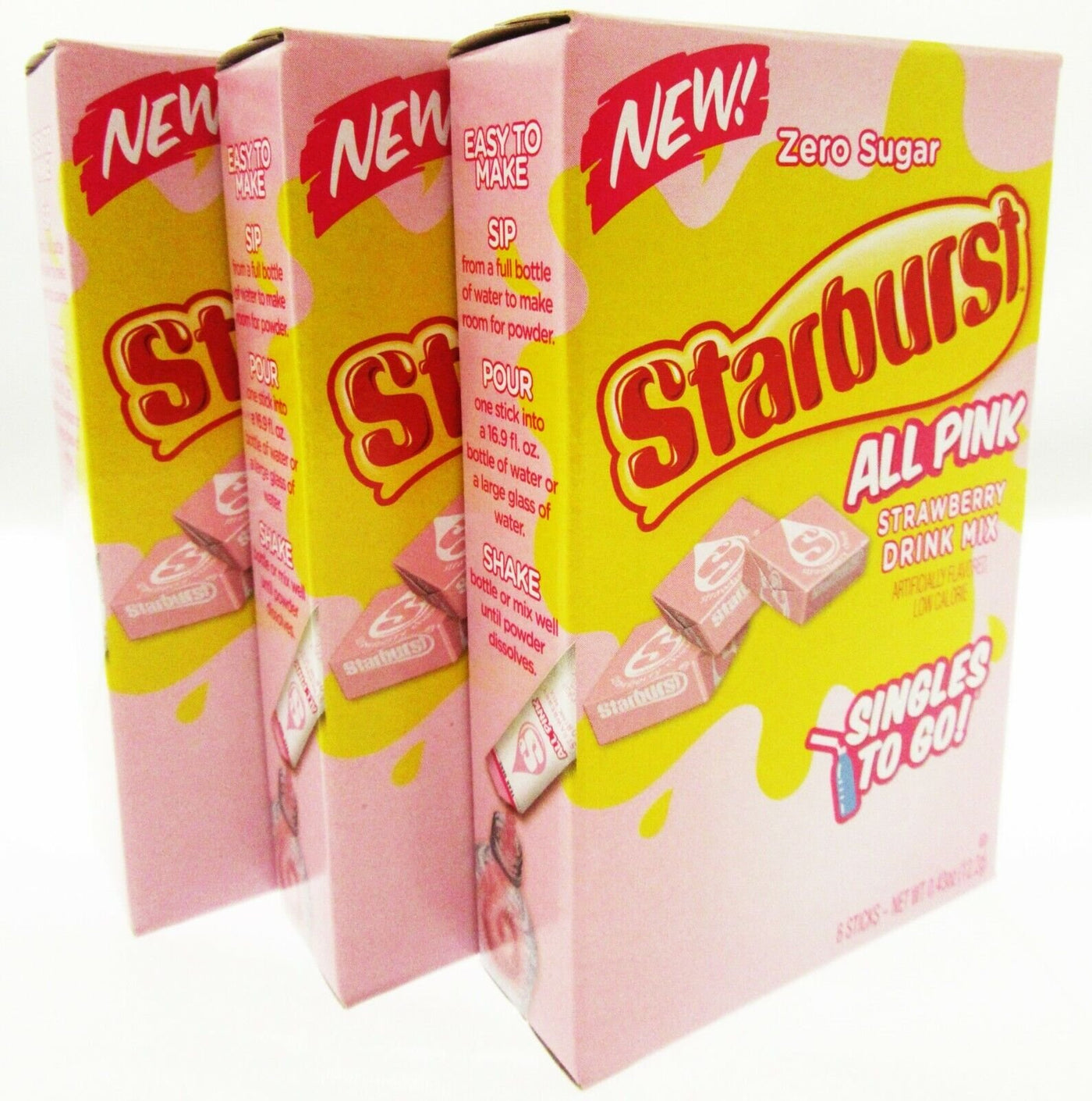 NEW! Starburst All Pink ~ Packets ~ Zero Sugar Free ~ Drink Mix ~ 3 Boxes